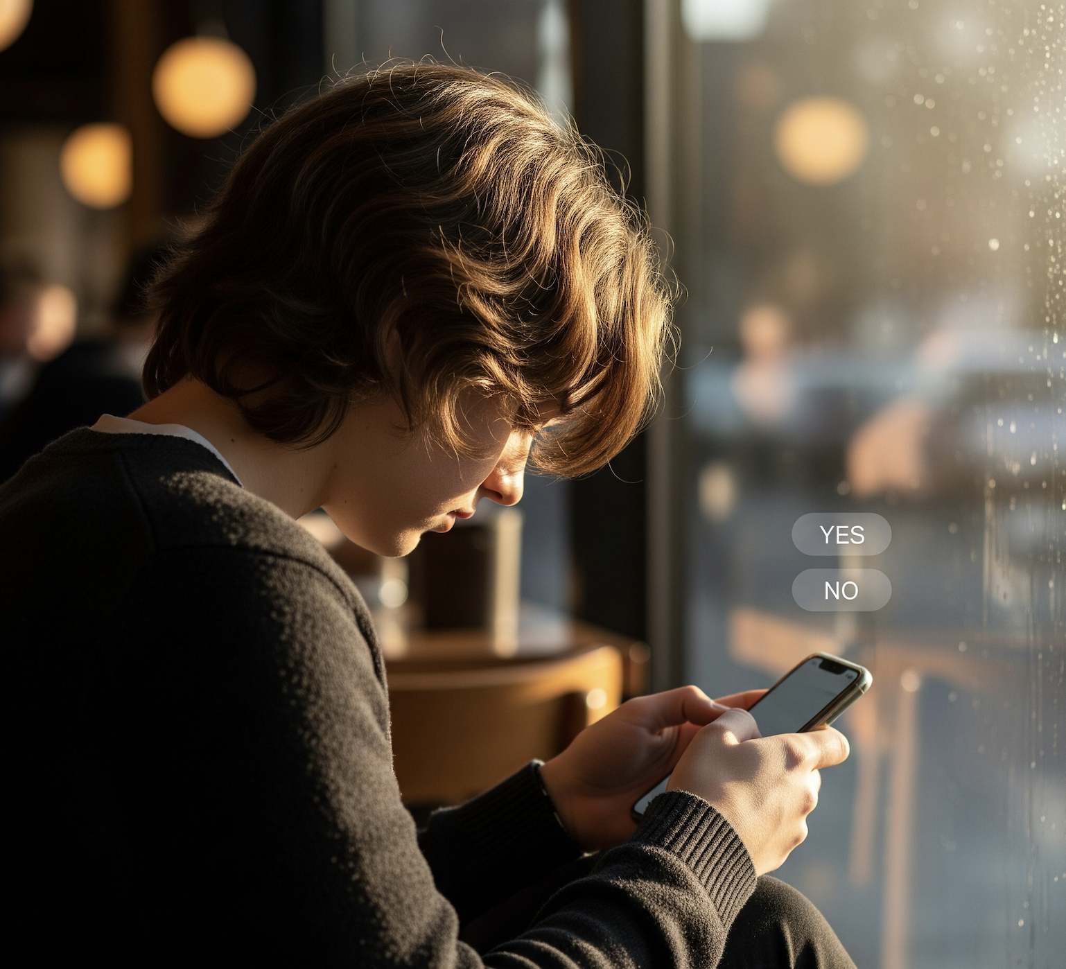 Person using crystal ball yes no oracle for decision making